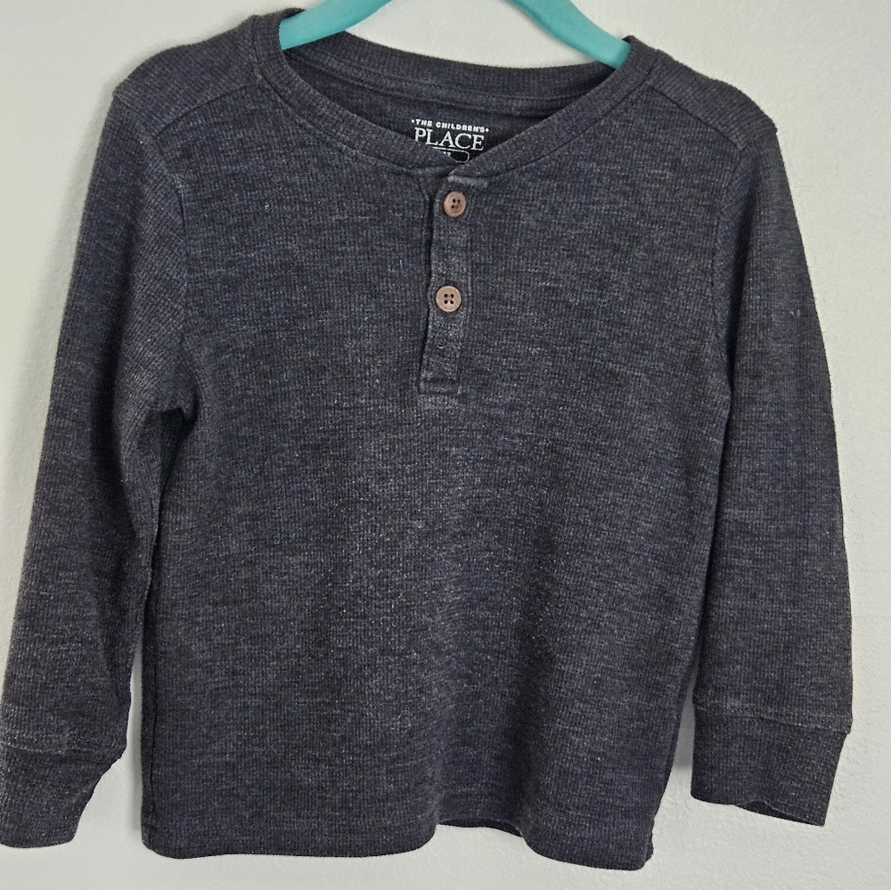 The Childrens Place Toddler Boys Gray Long Sleeve Henley Shirt Size 2T Thermal